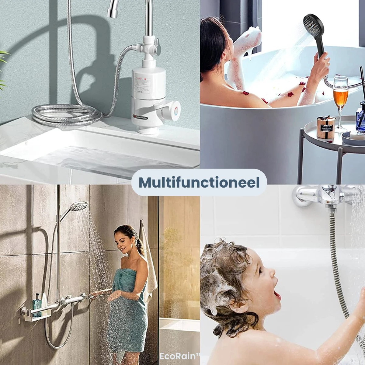 EcoRain – Universele Doucheslang 1.5 Meter – 150 Cm – Anti Lek – G ½ 1/2" - Draaiaansluiting – Waterkraan Slang - Chroom - Afbeelding 2