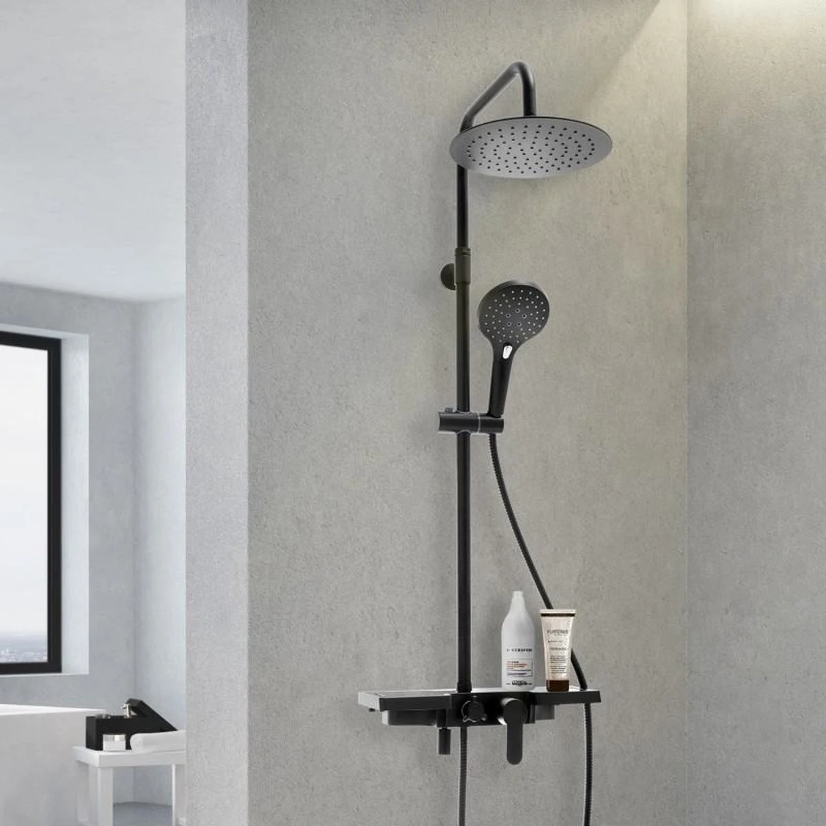 Doucheset - Met Douchemengkraan - En Regendouche - Zwart - Afbeelding 2