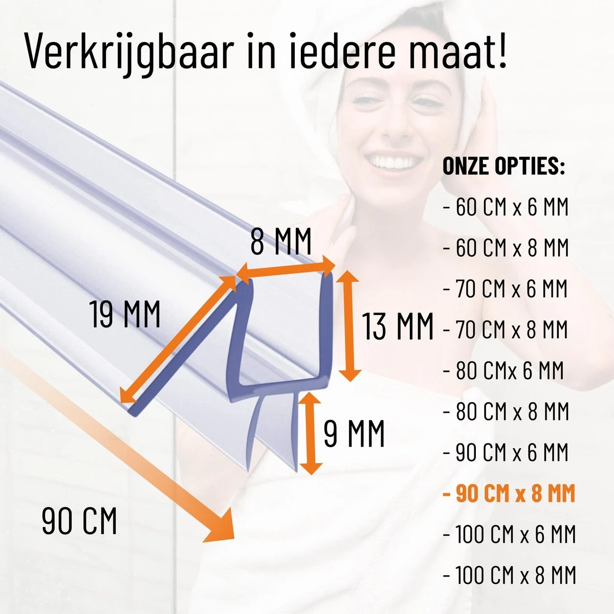 Simple Fix Lekstrip - Douchestrip - Waterkering - 90CM Lang - 8MM Glasdikte - Lekdorpel & Dubbele Middenlip - Afbeelding 5