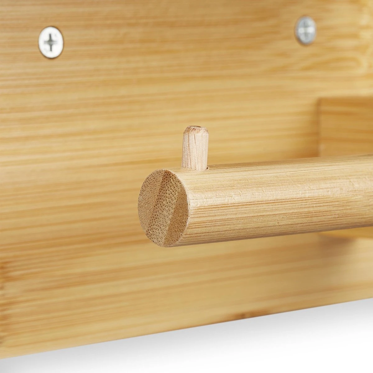 Relaxdays Toiletrolhouder Met Plankje - Wc-rolhouder Bamboe - Rolhouder Toilet - Hout - Afbeelding 7