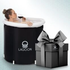 Lagoon® Opblaasbaar Zitbad Voor Volwassenen Bathbucket - Met Relaxing Giftset - Wim Hof Methode - Opvouwbaar & Inklapbaar Spa Bad - Bath Bucket - IJsbad - Opblaasbad - Dompelbad