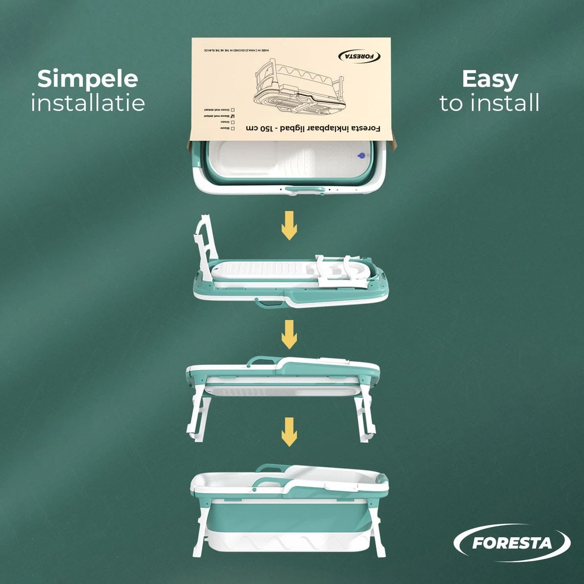 Foresta Ligbad Volwassenen - Inklapbaar Bad 143cm XL - Blauw - Afbeelding 5