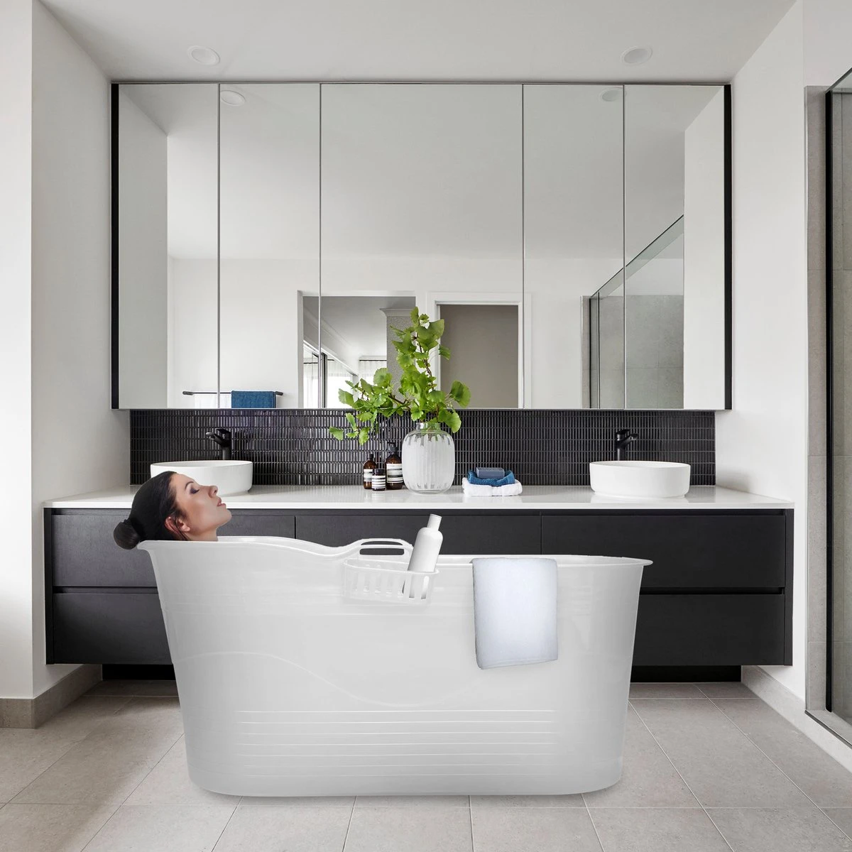 LIFEBATH - Zitbad Mira - Bath Bucket XL - 400L - Ligbad 122 Cm - Wit - Afbeelding 4