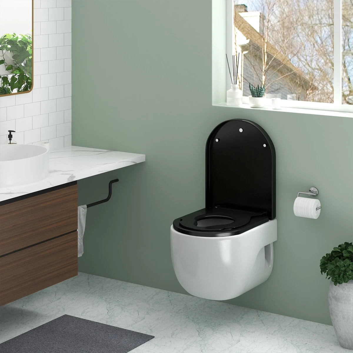 Kamyra® Antibacteriële Toiletbril Met Verkleiner & Softclose - Voor Volwassenen/Kinderen - Toiletbrillen, WC Bril, Brillen, Toiletzitting - D-Vorm - 45.4x36.1 Cm - Zwart - Afbeelding 5