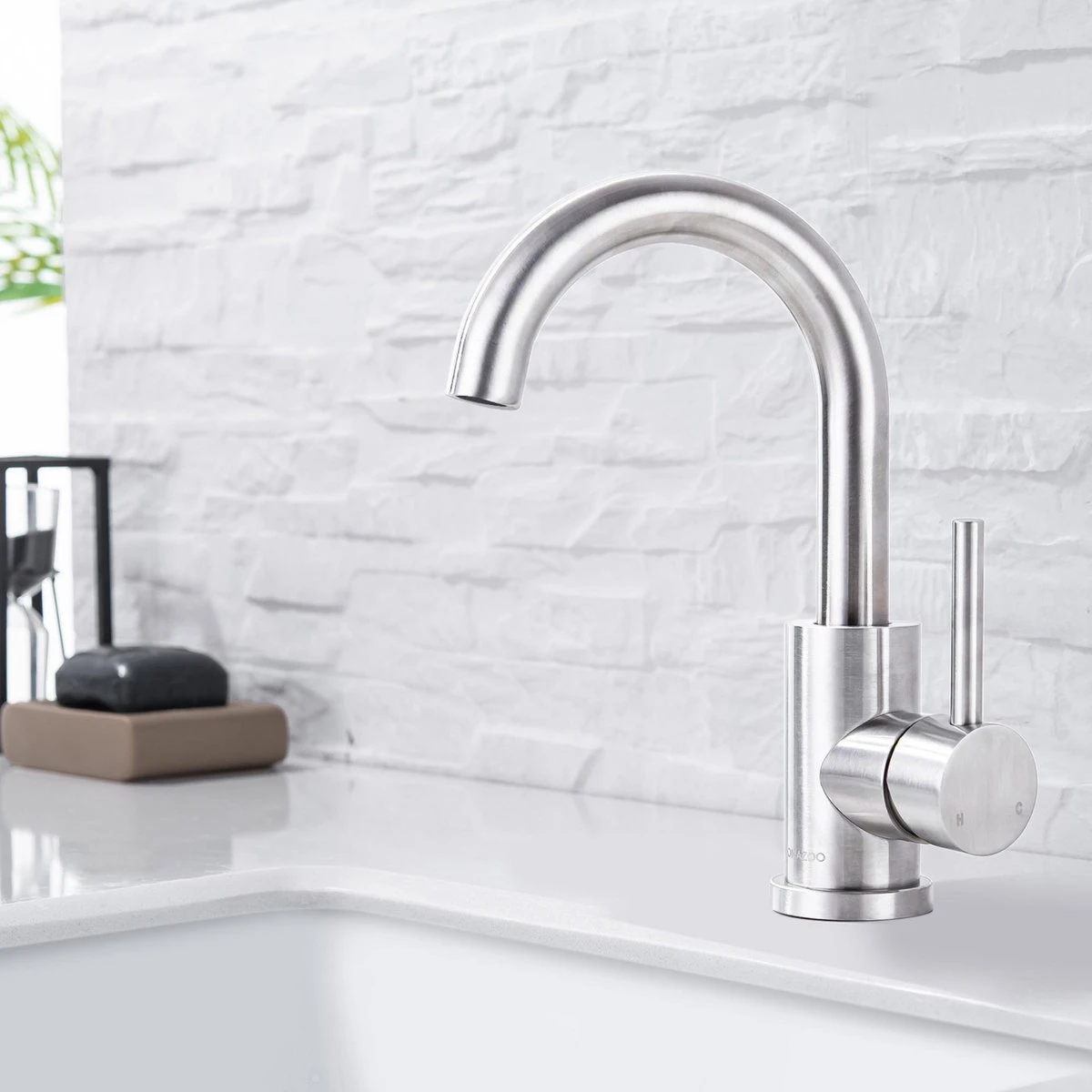 LOMAZOO Wastafelkraan Ivory - Mengkraan Wastafel - Kraan Badkamer - Wastafelmengkraan RVS - Afbeelding 6