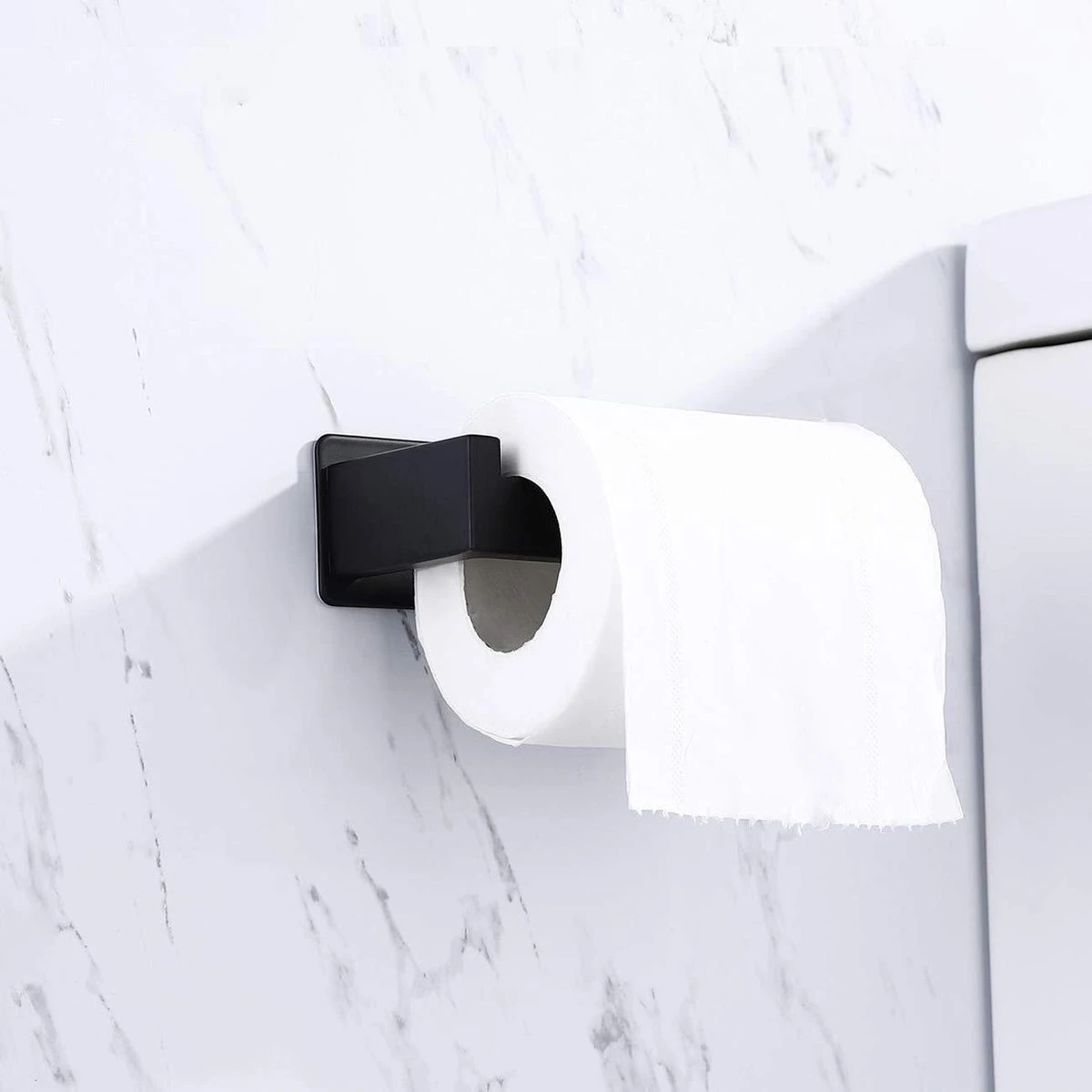 Toiletrolhouder Zonder Boren - Zwart - WC Rolhouder Zelfklevend - Afbeelding 6