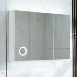 Merkloos Spiegelkast Badkamer - Spiegelkast - Badkamermeubel - Spiegelkast Met Verlichting - 100 X 70 Cm