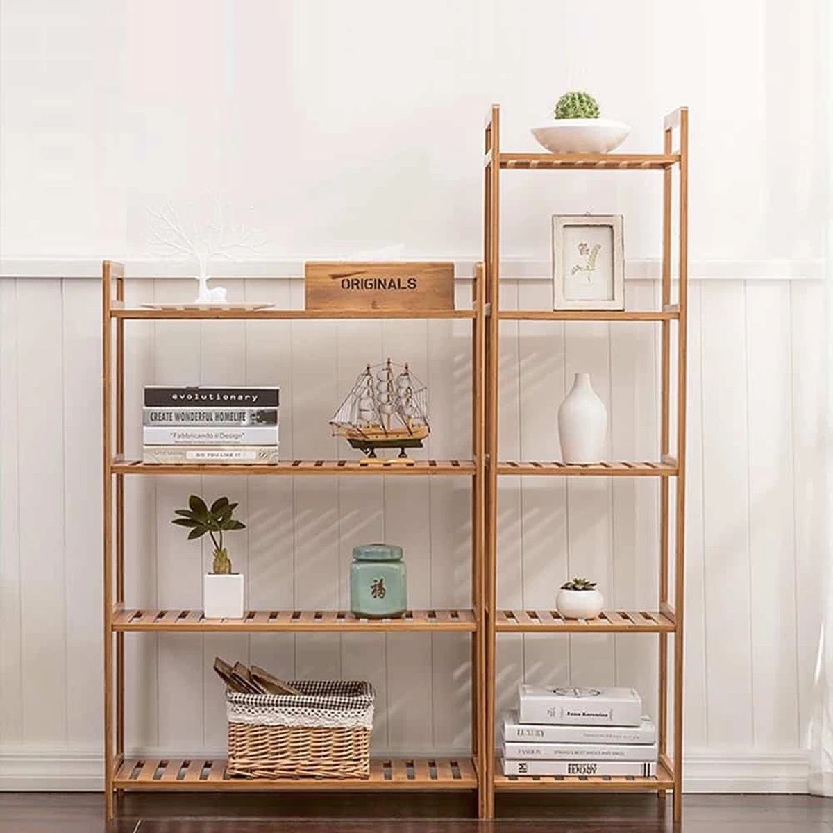 SensaHome Badkamerrek - Bamboe Design – Badkamerkast Met 5 Planken - Afbeelding 2