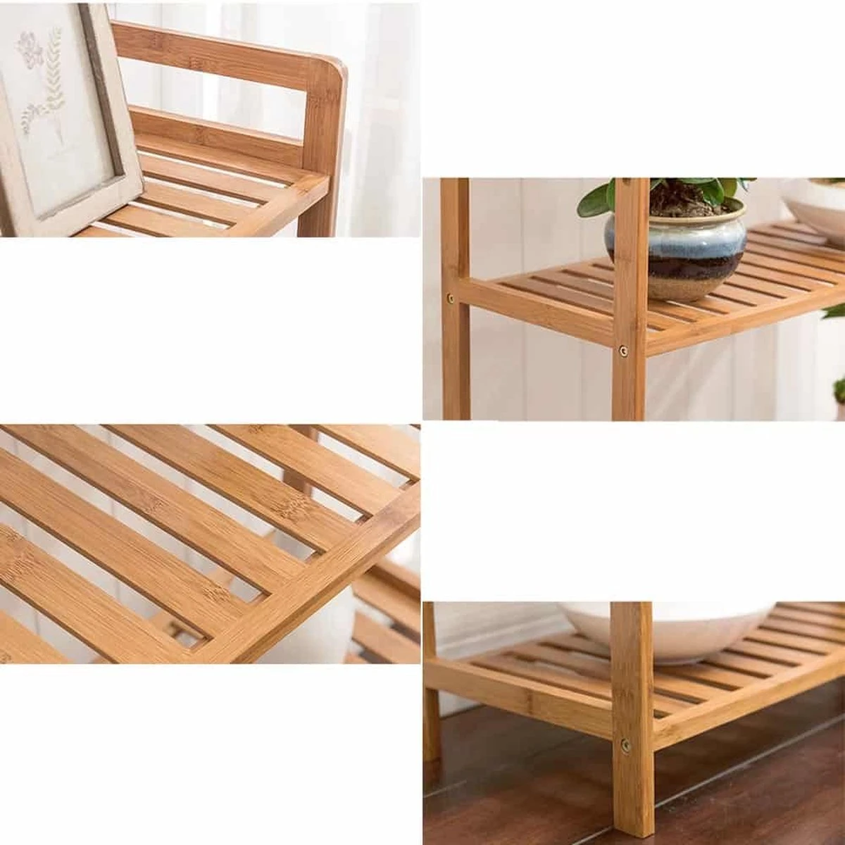 SensaHome Badkamerrek - Bamboe Design – Badkamerkast Met 5 Planken - Afbeelding 5