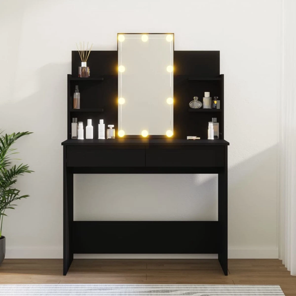 VidaXL Kaptafel Met LED-verlichting 96x40x142 Cm Zwart - Afbeelding 9