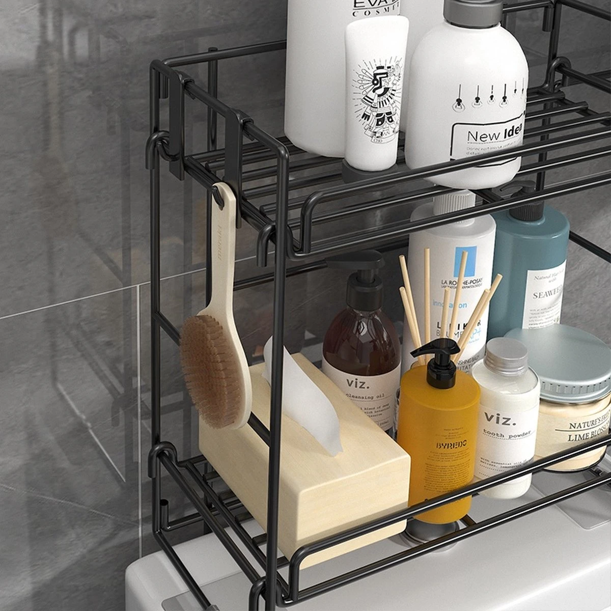 AlShiha®WC Rek - Toiletrolhouder - Badkamer Rek - Zelfklevend (zonder Boren) - Wc Rolhouder - Doucherek Hangend- Badkamerrek - Doucherek - Doucherek Zonder Boren - Toiletrolhouder - Toiletrolhouder Met Plankje - Afbeelding 9