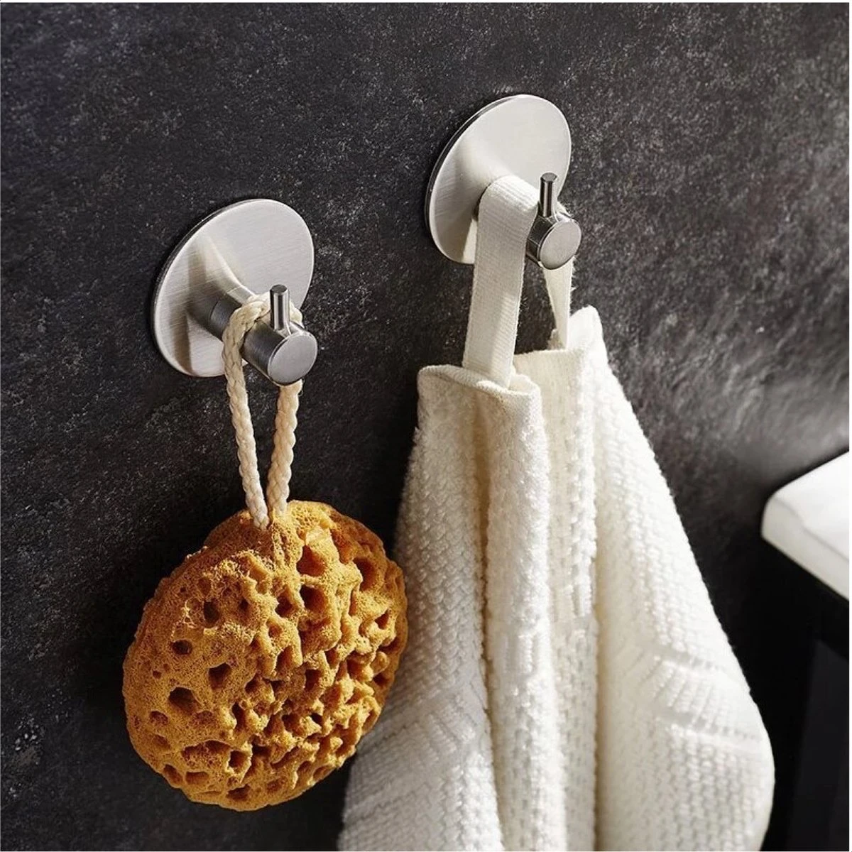 4x Handdoekhaakjes (Zelfklevend) Van RVS Zilver – Zelfklevende Haakjes – Wandhaak – Handdoekhouder – Ophanghaken Voor Keuken Of Badkamer (Accessoires) - Afbeelding 10