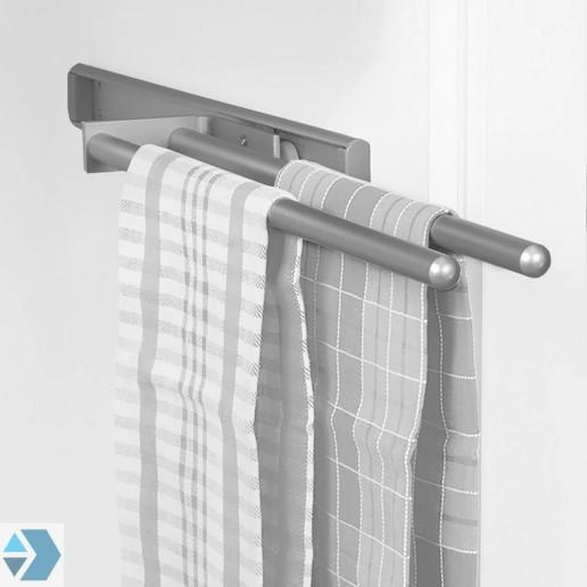 Eleganca Handdoekrek – Handdoekhouder Keuken – Handdoekstang – Ideaal Voor In Keukenkastjes – 44cm Uittrekbaar – 2 Armen – Handdoekrek Badkamer – Inclusief Bevestigingsmateriaal – Hoge Kwaliteit Aluminium – Zilver - Afbeelding 3