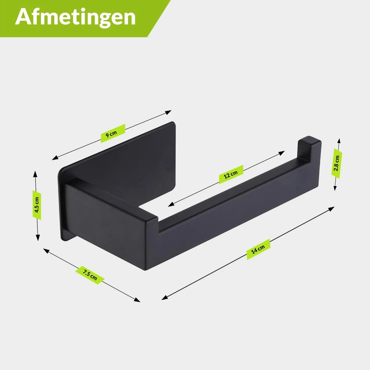 Toiletrolhouder Zonder Boren - Zwart - WC Rolhouder Zelfklevend - Afbeelding 10