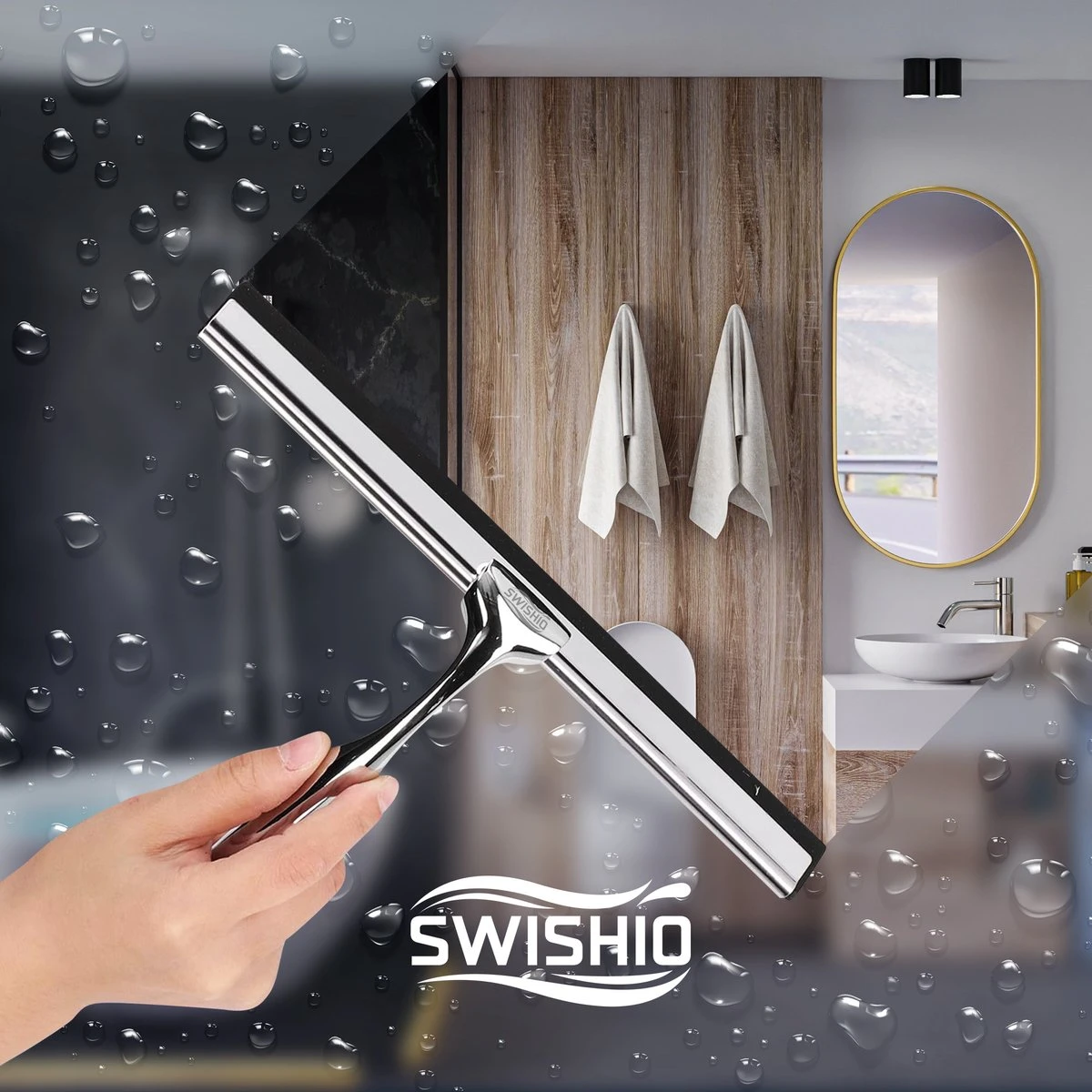 Douchewisser Met Ophangsysteem - Raamwisser - Raamtrekker - RVS - Extra Siliconen Strip - Afbeelding 6