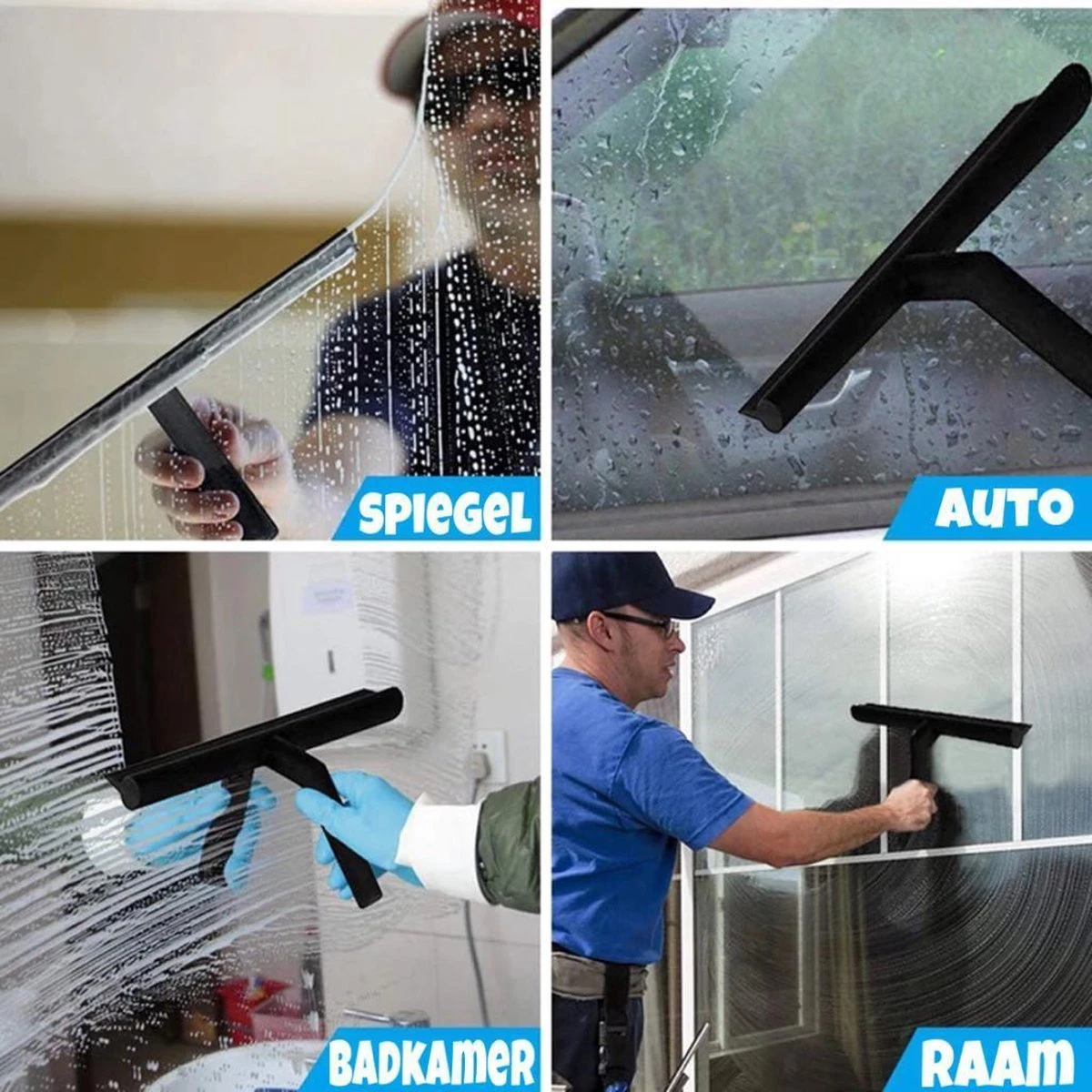 Merkloos Douchewisser Zwart Met Ophanghaak - Raamwisser - Douche Trekker - Badkamer Accessoires - Wisser Douche - Silicone Raamtrekker - Afbeelding 4