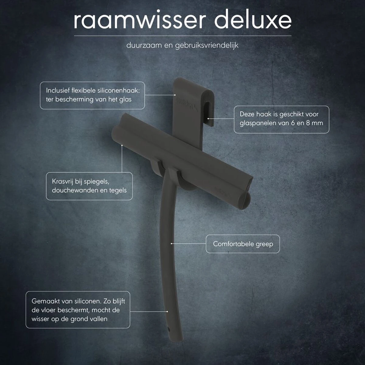 Sealskin Deluxe - Raamwisser Inclusief Flexibele Glashaak - Zwart - Afbeelding 5
