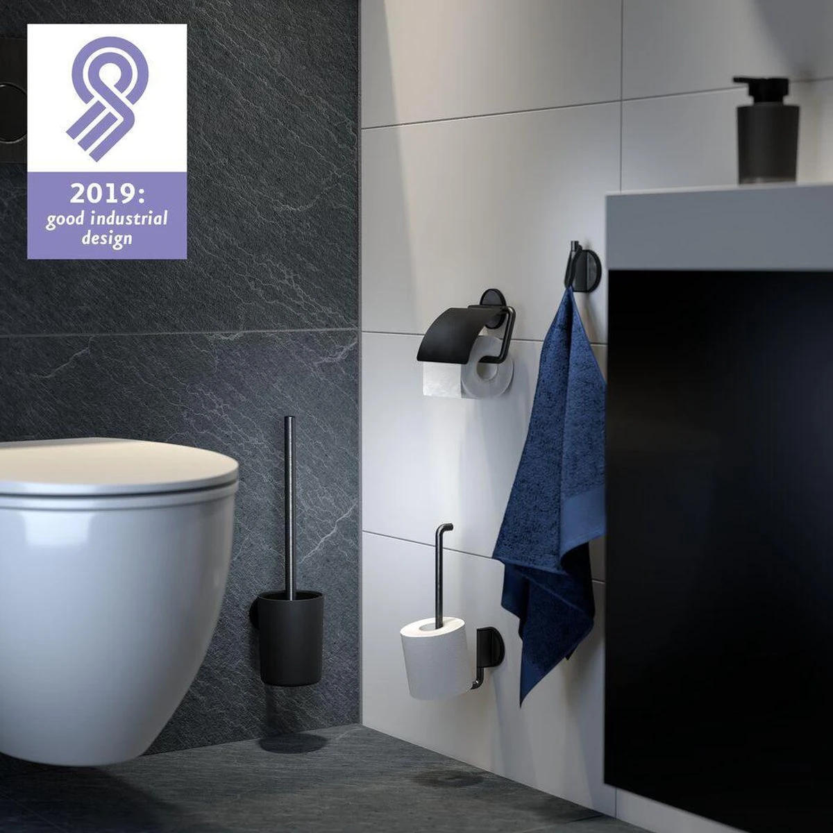 Tiger Tune - Toiletborstel Met Houder - Zwart Metaal Geborsteld / Zwart - Afbeelding 8