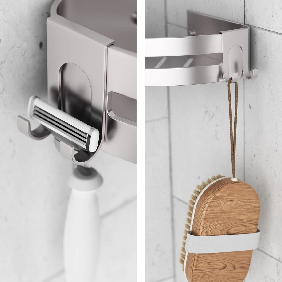 Sanicraft® Doucherekje - Doucherekje Zonder Boren - Geschikt Voor Elk Type Muur - Doucherekje Hangend - Doucheplank - Doucherekje Hoek - Doucherekje Zilver - Afbeelding 3