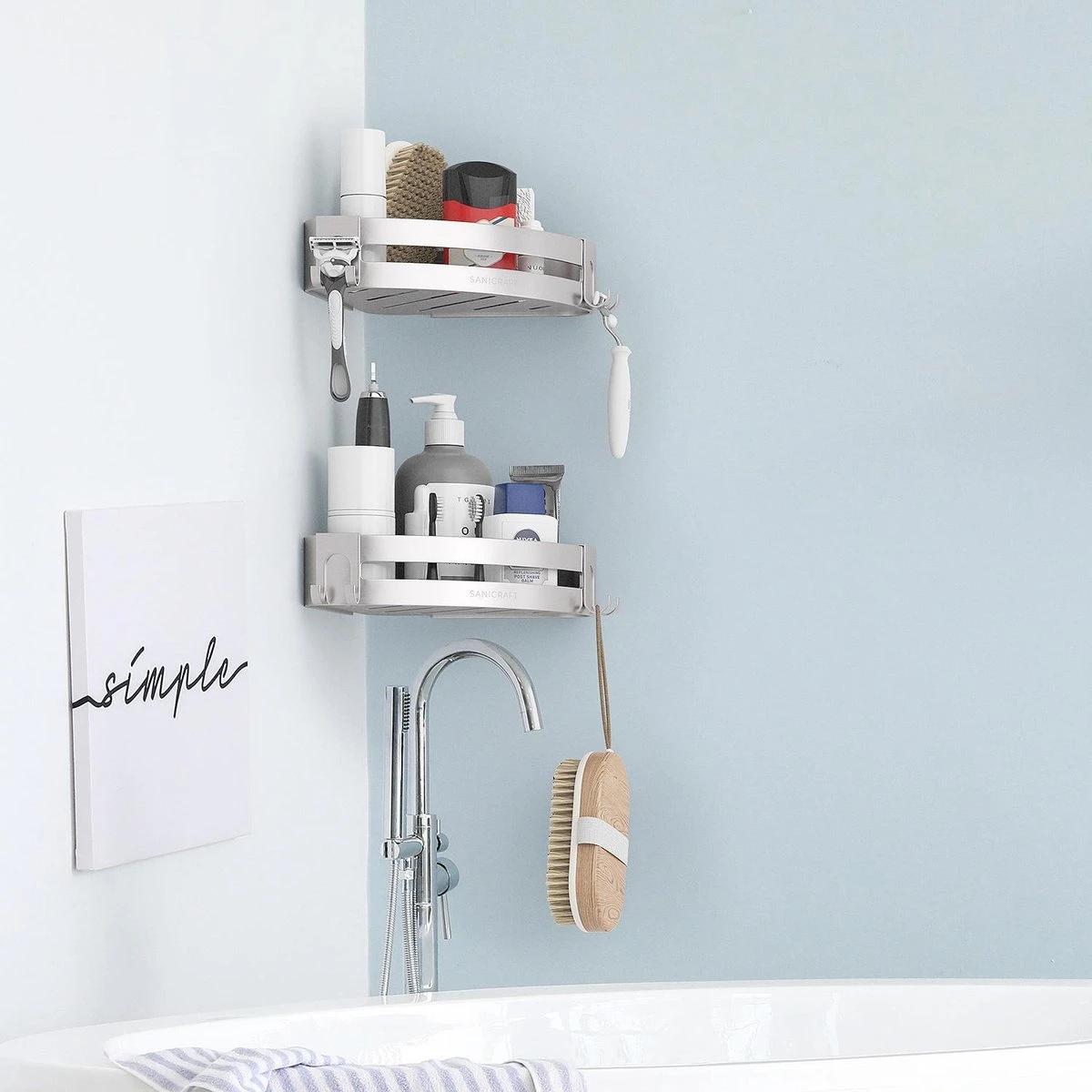 Sanicraft® Doucherekje - Doucherekje Zonder Boren - Geschikt Voor Elk Type Muur - Doucherekje Hangend - Doucheplank - Doucherekje Hoek - Doucherekje Zilver - Afbeelding 4