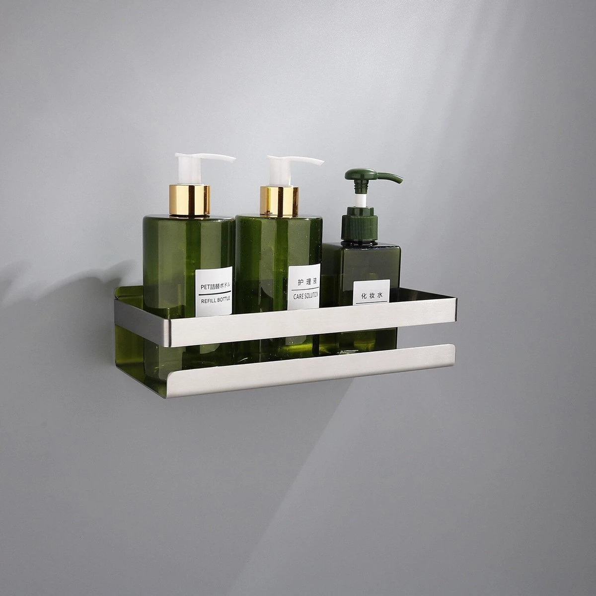 Merkloos Doucherek Zilver - Douche Rek - Zelfklevend - Badkamer Planchet - Inclusief Montageset - Afbeelding 2