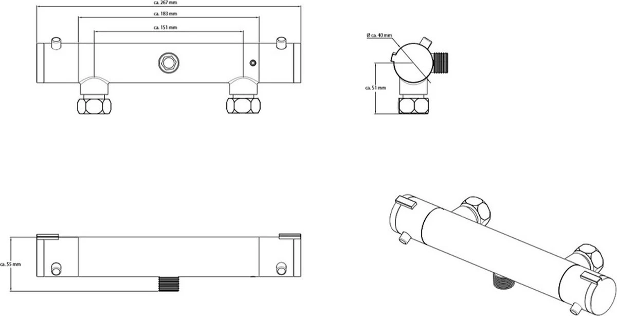 SCHÜTTE London Thermostatische Douchekraan - Hartafstand 150 Mm - Chroom - Afbeelding 9