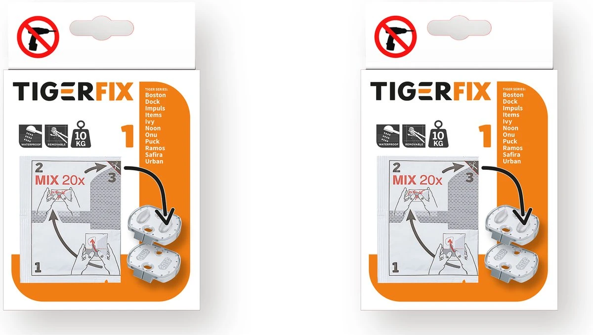 Tiger TigerFix Type 1 - Tiger Accessoires Monteren Zónder Boren - 2 Stuks