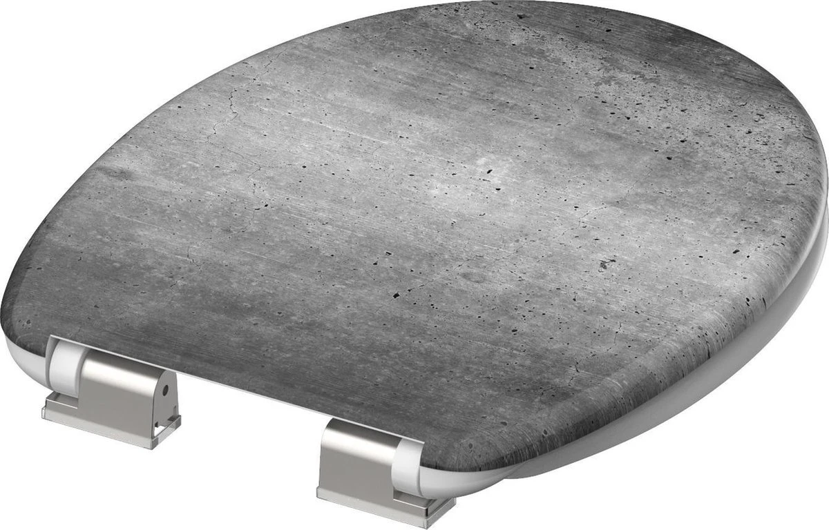 SCHÜTTE WC-Bril 82155 INDUSTRIAL GREY - Duroplast - Soft Close - Verchroomde Scharnieren - Decor - 1-zijdige Print - Afbeelding 3