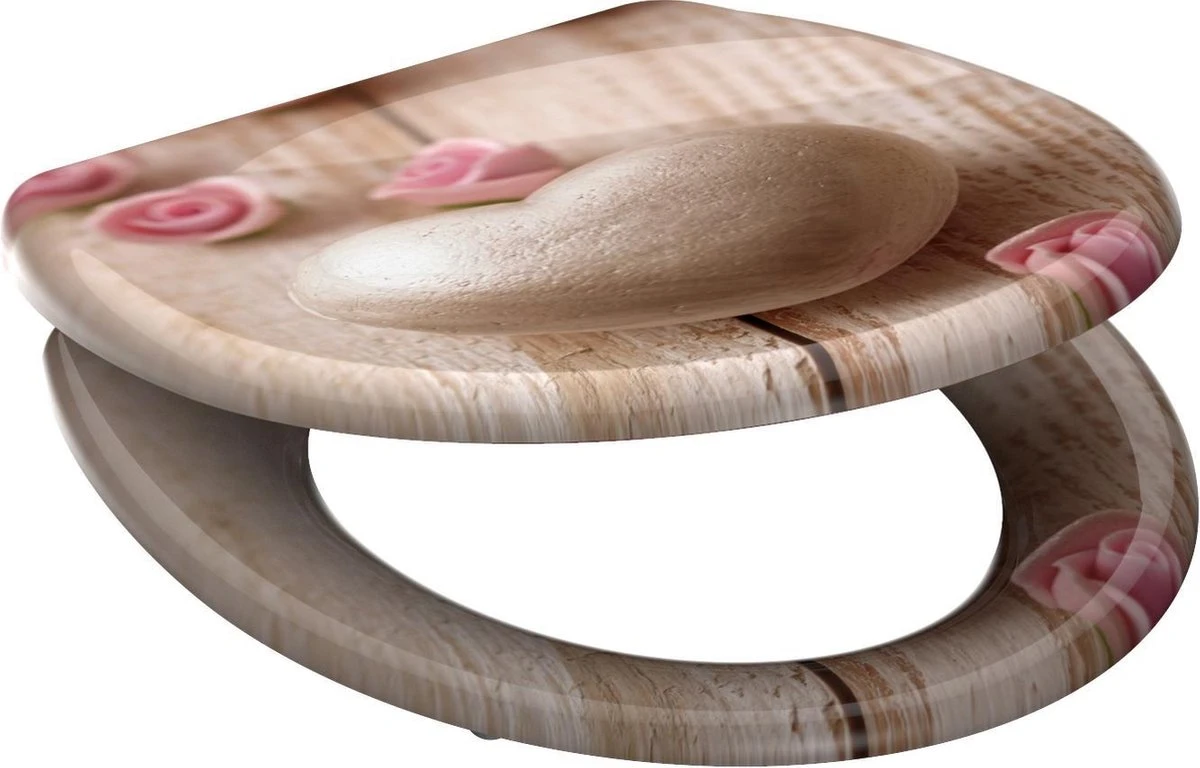 SCHÜTTE WC-Bril 82370 ROMANTIC - Duroplast - Soft Close - Afklikbaar - RVS-Scharnieren - Decor - 3-zijdige Print - Afbeelding 5