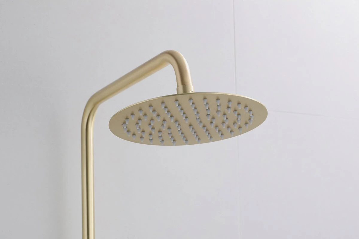 Wesseling & Bos Doucheset - Regendouche Mat Goud Geborsteld - Doucheset Met Thermostaatkraan - Atlanta - Afbeelding 10