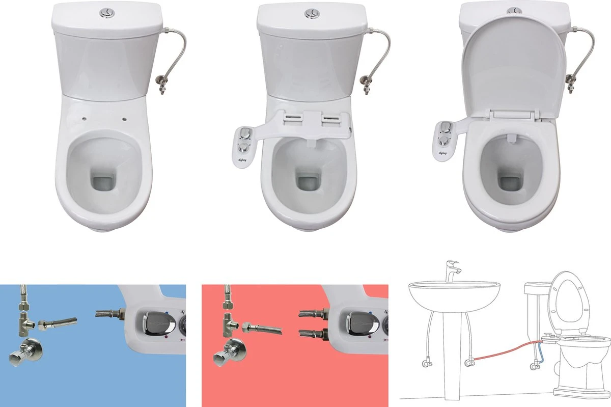 Deluy Platinum Series - Bidet Met Warm Water - QuickRelease Functie - Dubbele Sproeikop En Zelfreiningsfunctie - Hygiënisch Alternatief Voor Toiletpapier - Afbeelding 6
