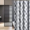 Su.B.dgn Douchegordijn 120x180 Anti Schimmel Polyester Badkamer Douchegordijn Wasbaar Met 12 Ringen | Grijs Driehoek