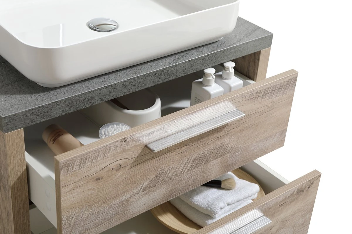 Badplaats Badkamermeubel Set Indiana 70 Cm - Hout Look - Badmeubel Met Spiegel - Afbeelding 4