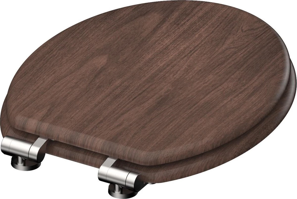 SCHÜTTE WC-Bril 80193 DARK WOOD - MDF-Hout - Soft Close - Verchroomde Scharnieren - Decor - 3-zijdige Print - Afbeelding 6