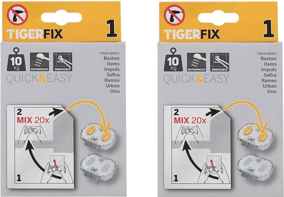 Tiger TigerFix Type 1 - Tiger Accessoires Monteren Zónder Boren - 2 Stuks - Afbeelding 5