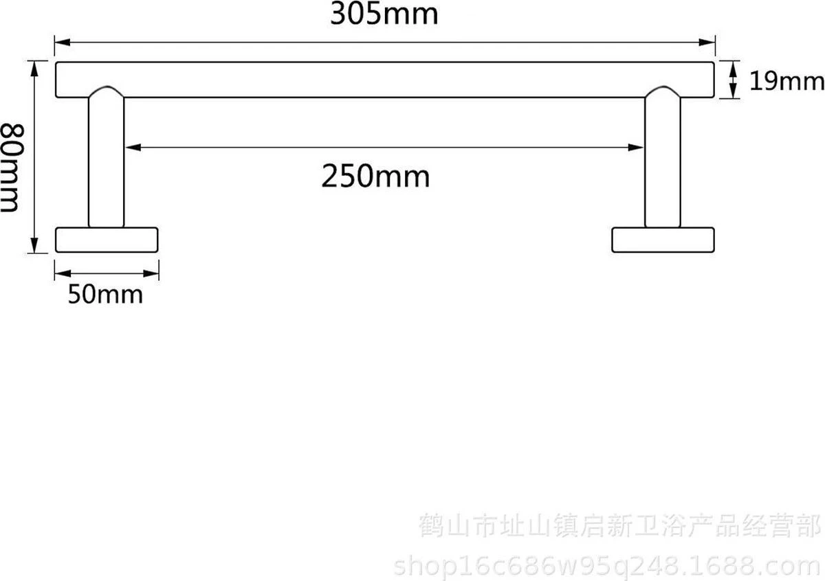 Design Handdoekhouder - Handdoekrek Voor Toilet En Badkamer - RVS Mat Zwart - 30 Cm - Afbeelding 3