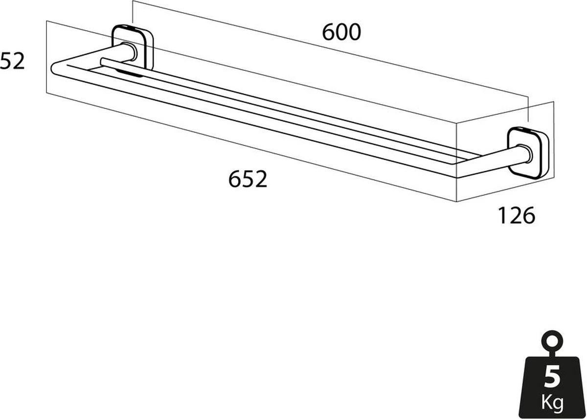 Tiger Carv Handdoekrek Dubbel 65,2 Cm Zwart - Afbeelding 2