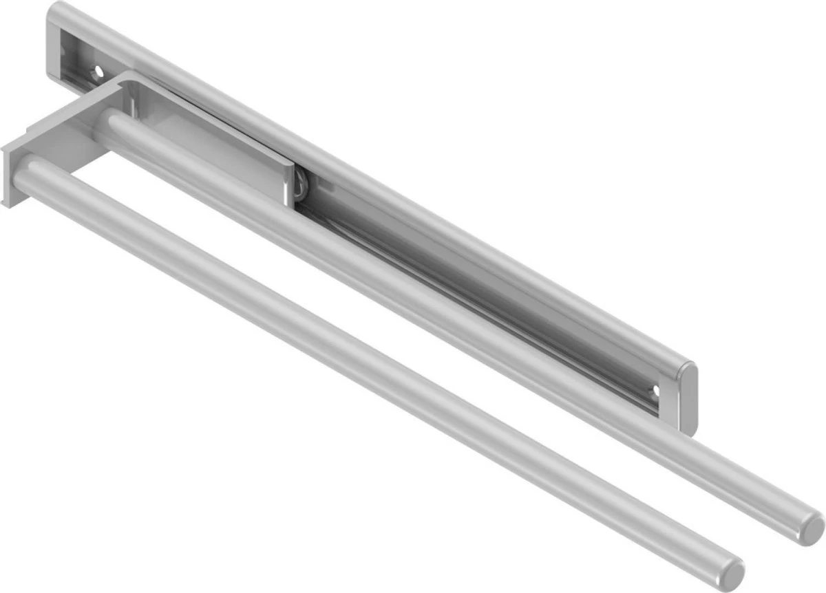 Eleganca Handdoekrek – Handdoekhouder Keuken – Handdoekstang – Ideaal Voor In Keukenkastjes – 44cm Uittrekbaar – 2 Armen – Handdoekrek Badkamer – Inclusief Bevestigingsmateriaal – Hoge Kwaliteit Aluminium – Zilver - Afbeelding 6
