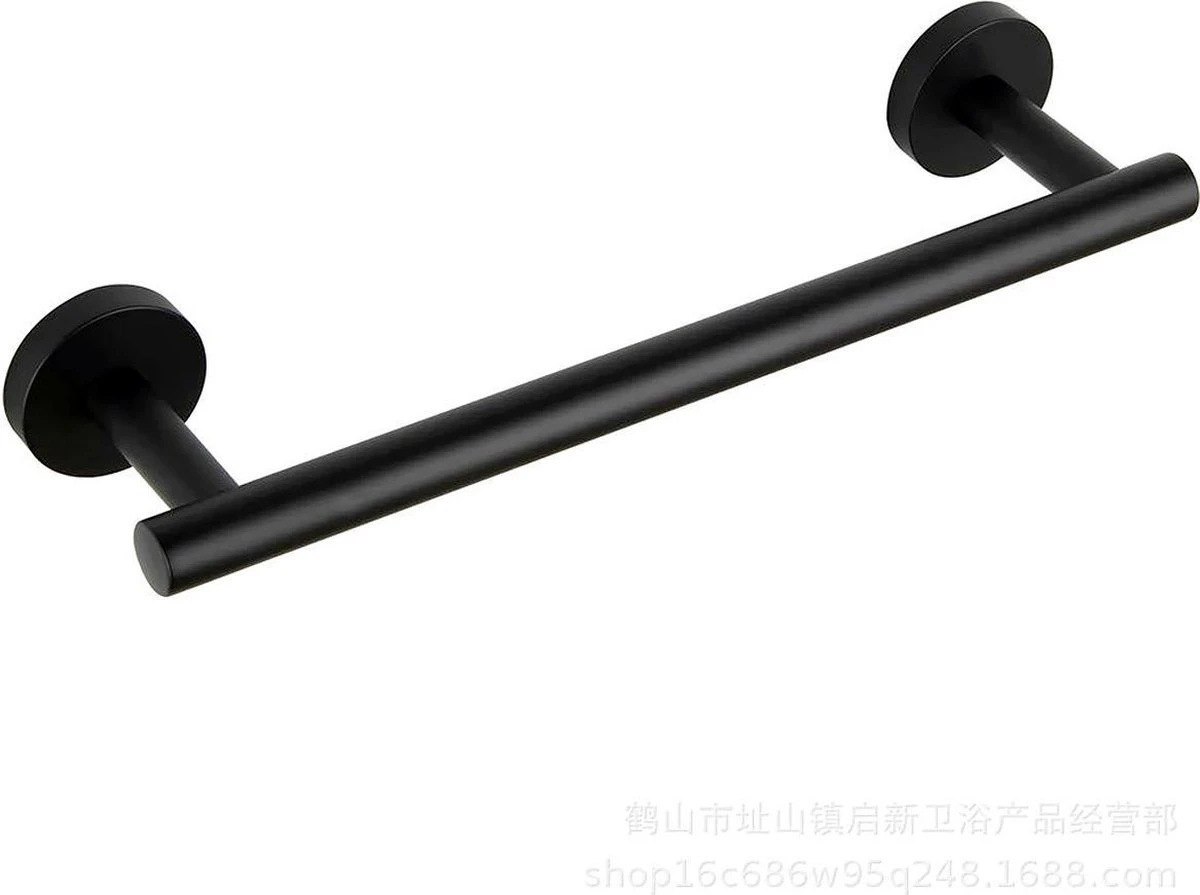 Design Handdoekhouder - Handdoekrek Voor Toilet En Badkamer - RVS Mat Zwart - 30 Cm - Afbeelding 2