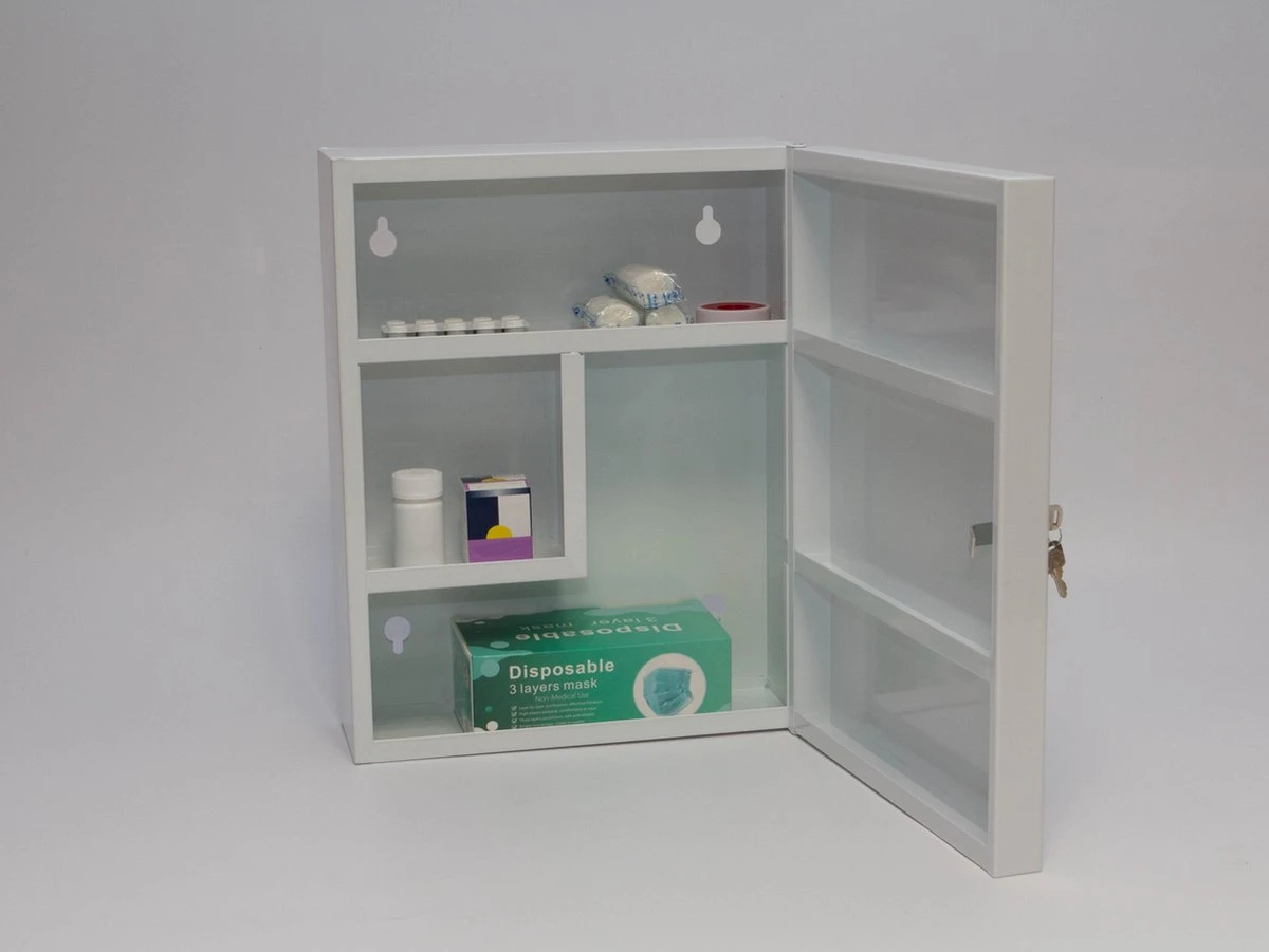 Culinorm Medicijnkast Van Staal Met Slot - 35cm X 45 Cm X 15 Cm - Wit - Afbeelding 6