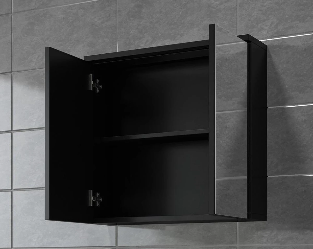 Badplaats Badkamerkast Toledo 60 Cm X 20 Cm X 60 Cm - Zwart - Spiegelkast Badkamer - Afbeelding 4