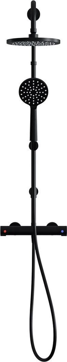 4bathroomz® Zwarte Regendouche Met Thermostatische Kraan - 20cm Hoofddouche - Afbeelding 6