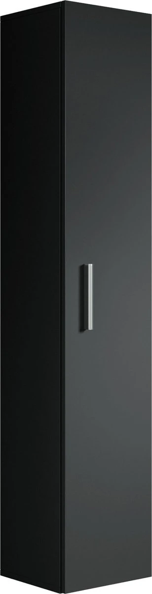 Badplaats Badkamerkast Pluto 30 X 30 X 150 Cm - Zwart - Hangende Kolomkast Met 1 Deur