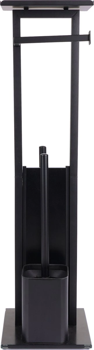 Mmoods Toiletbutler Zwart - WC Borstel Met Toiletrolhouder Vrijstaand - Toiletborstel Siliconen Industrieel Design Mmoods - Reserverolhouder Zonder Boren Staand Met Plankje RVS - Afbeelding 8