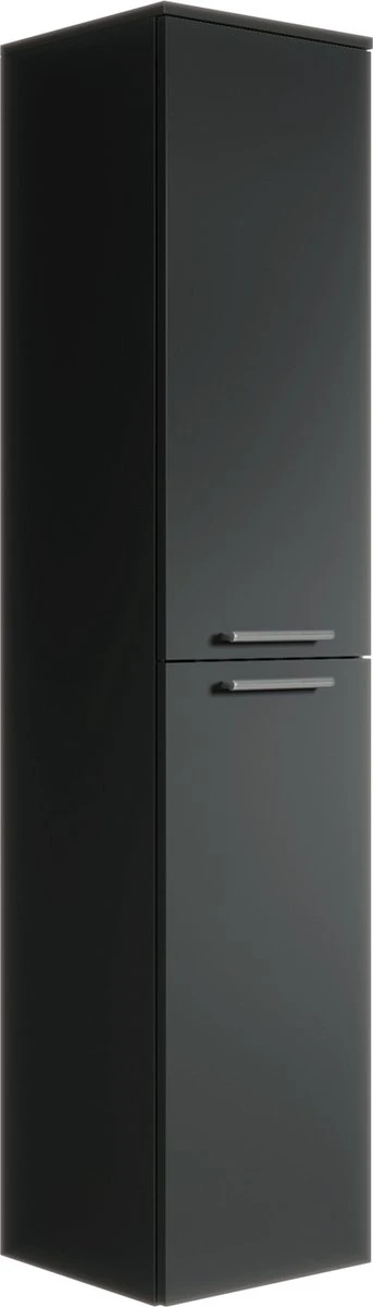 Badplaats Badkamerkast Saturnus 35 Cm X 35 Cm X 130 Cm - Zwart - Hangende Kolomkast Met Twee Deuren