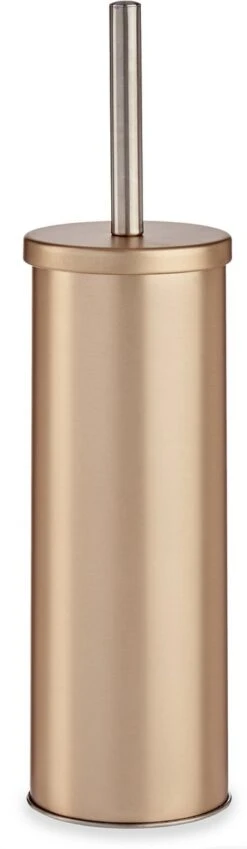 Toiletborstel/wc-borstel Metaal In Goud Kleur 38 Cm - In Houder - Luxe Uitstraling In Prachtige Kleur