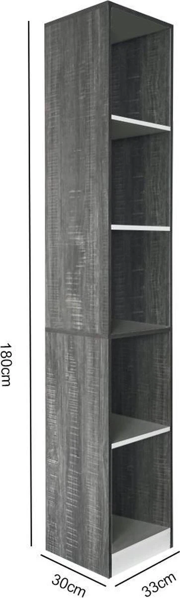 Kolomkast 5 Open Vakken - Opbergkast Badkamer Slaapkamer Of Hal - 180 Cm Hoog - Afbeelding 4
