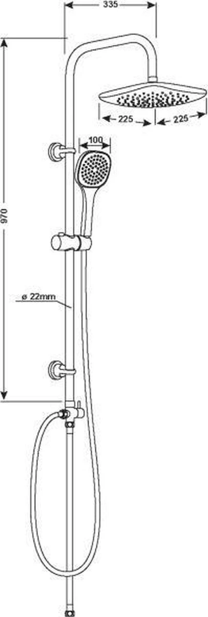 Cornat® SQUARE NEO - Roestvrij Staal Doucheset – Industrieel - Hoofd- En Handdouche - Douchesysteem - Waterbesparend – Reno Functie - Afbeelding 2