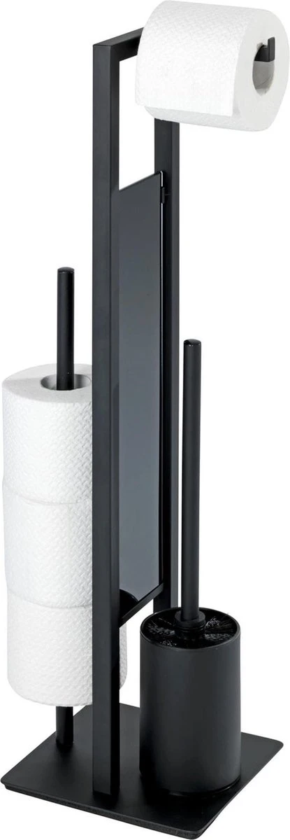 WENKO Toiletbutler Rivalta Zwart - Toiletborstel Met Houder, Toiletrolhouder En Reserverolhouder - Afbeelding 17