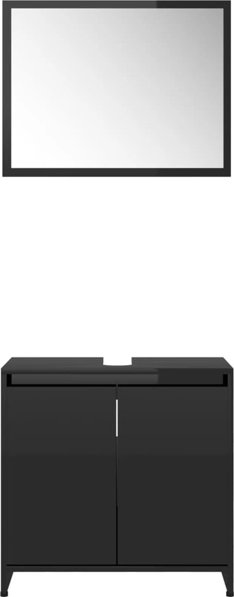 Furniture Limited - 4-delige Badkamermeubelset Bewerkt Hout Hoogglans Zwart - Afbeelding 6